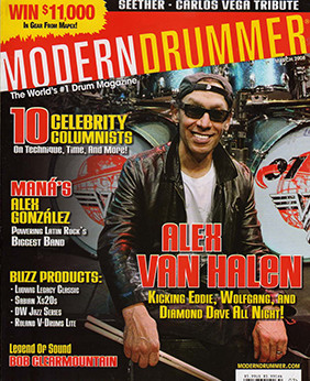 Alex Van Halen on the cover of Modern Drummer magazine